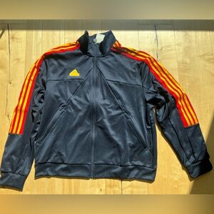 Brand New Adidas Track Jacket with Red and Yellow Stripes